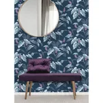 Brewster Home Fashions Meridian Parade Blue Tropical Leaves Wallpaper - SKU M1693
