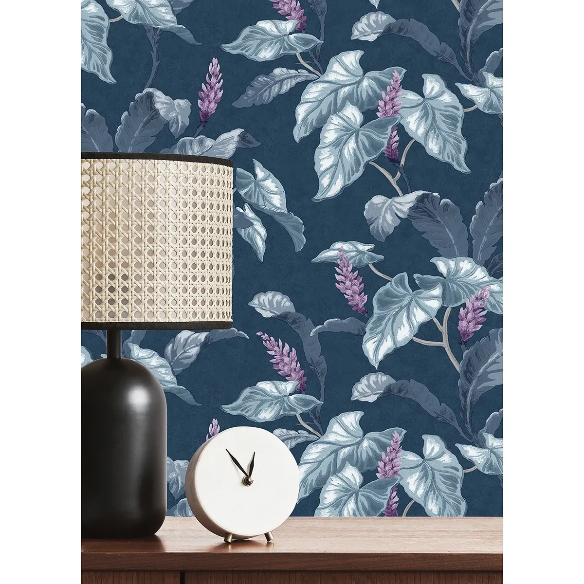 Brewster Home Fashions Meridian Parade Blue Tropical Leaves Wallpaper - SKU M1693