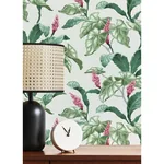 Brewster Home Fashions Meridian Parade Green Tropical Leaves Wallpaper - SKU M1692
