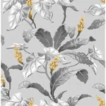 Brewster Home Fashions Meridian Parade Grey Tropical Leaves Wallpaper - SKU M1691