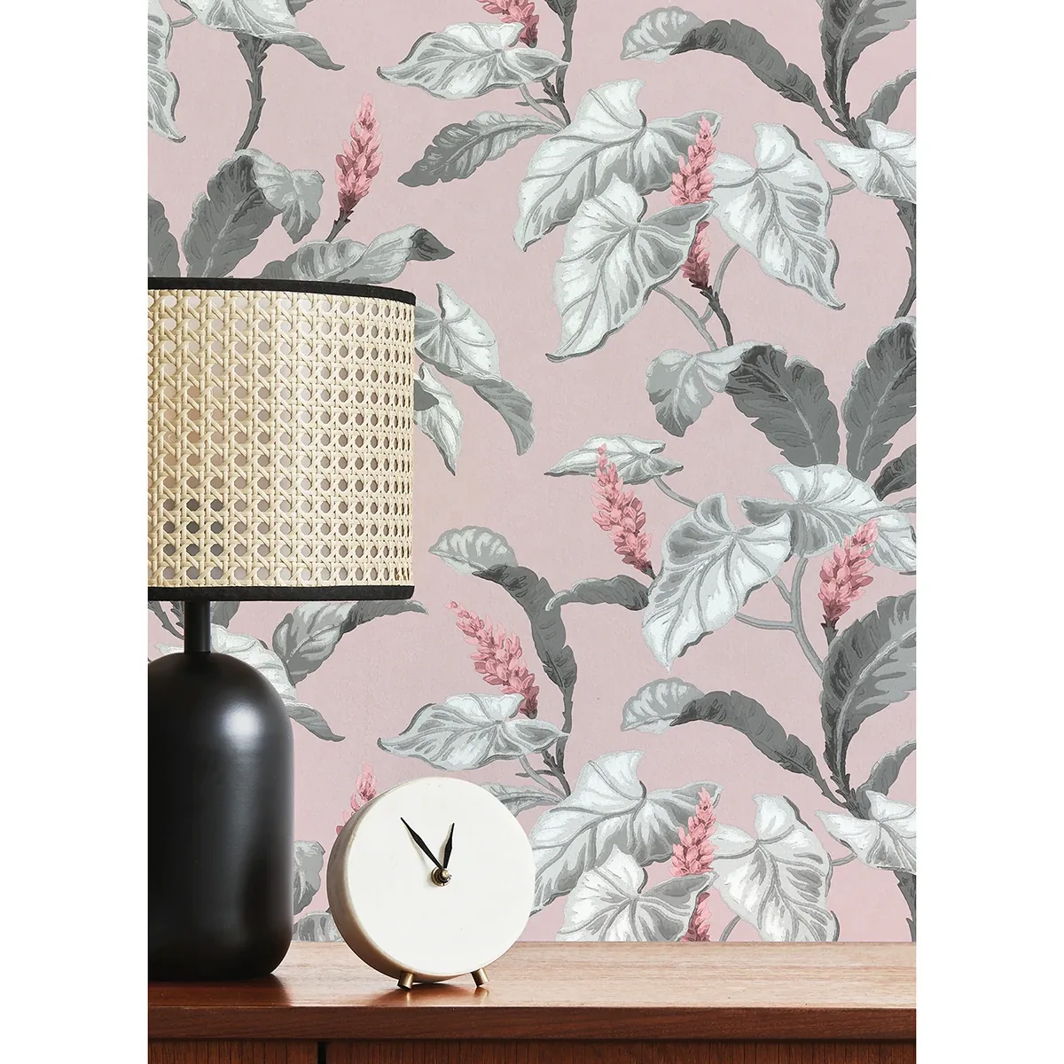 Brewster Home Fashions Meridian Parade Pink Tropical Leaves Wallpaper - SKU M1690
