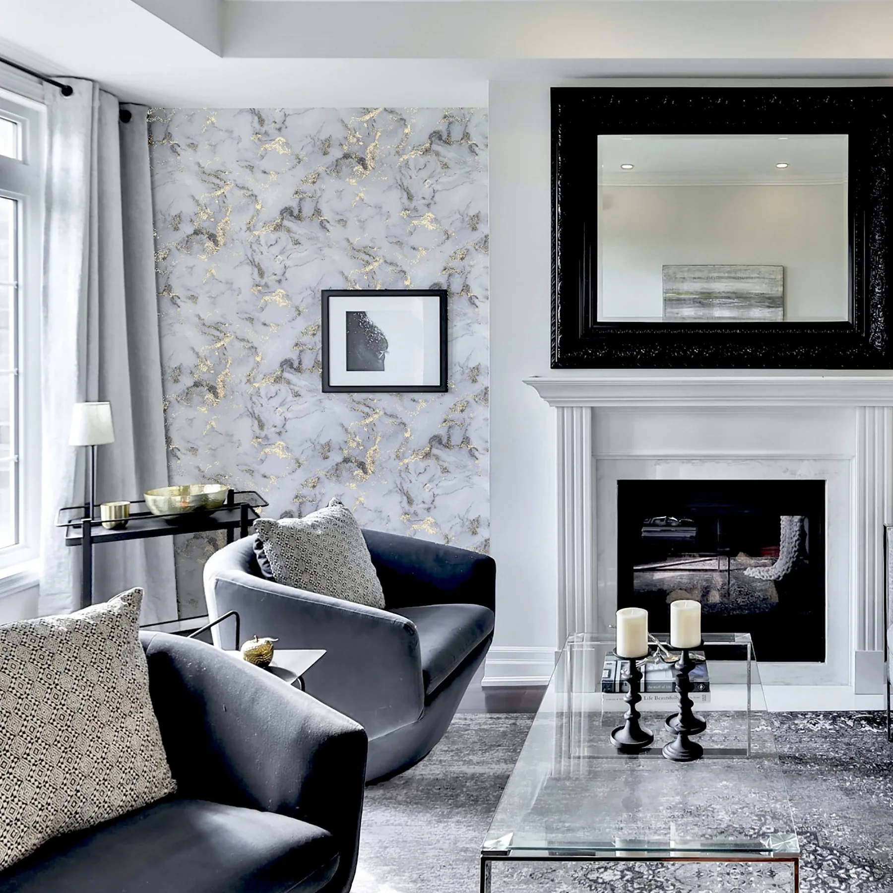 Brewster Home Fashions Merrick Grey Marble Wallpaper - SKU AH923001