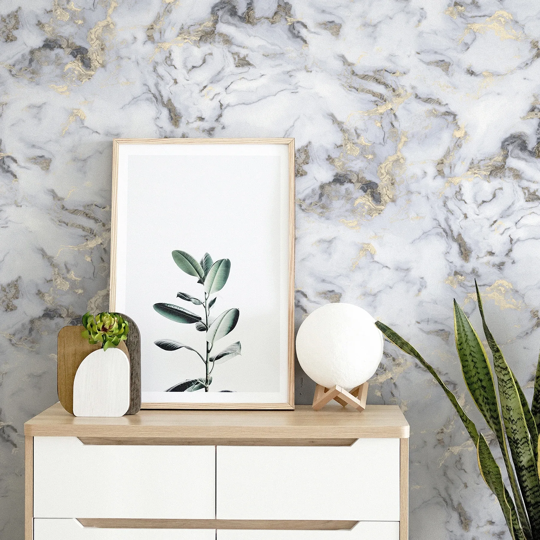 Brewster Home Fashions Merrick Grey Marble Wallpaper - SKU AH923001