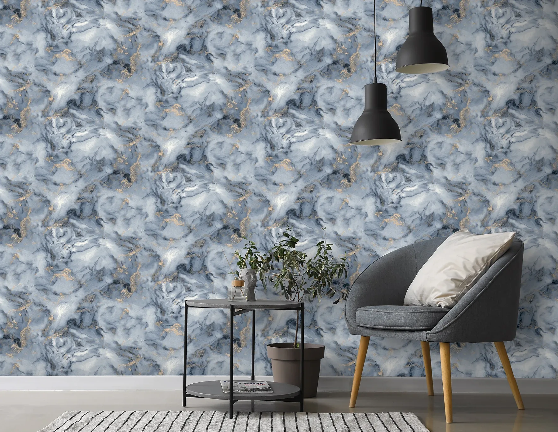 Brewster Home Fashions Merrick Navy Marble Wallpaper - SKU AH923000