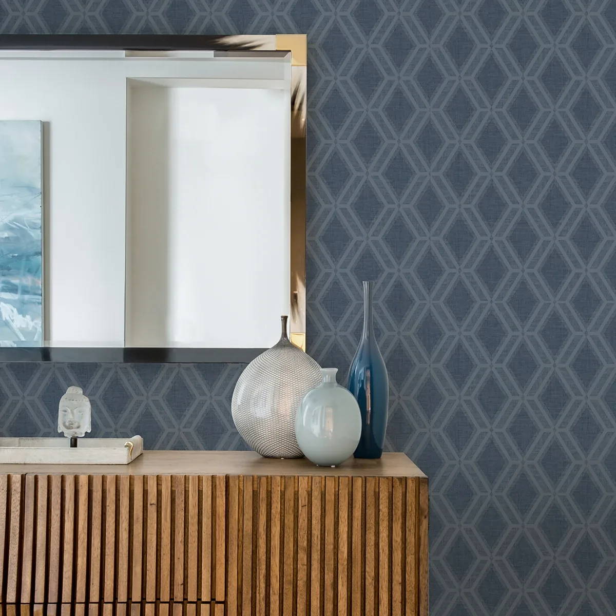 Brewster Home Fashions Mersenne Indigo Geometric Wallpaper - SKU 4025-82541