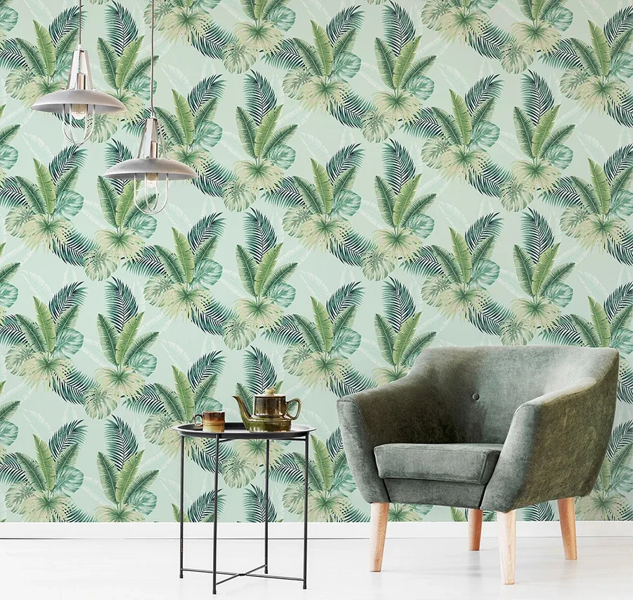 Brewster Home Fashions Miami Mint Palms Wallpaper - SKU AH921406