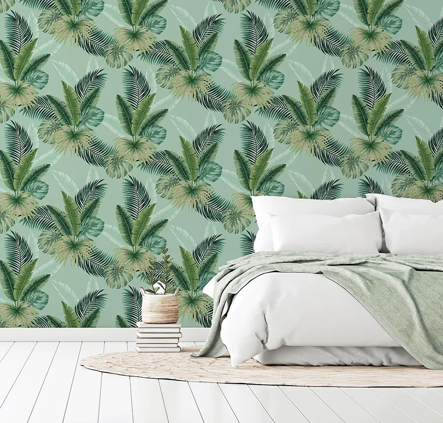 Brewster Home Fashions Miami Mint Palms Wallpaper - SKU AH921406
