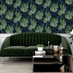 Brewster Home Fashions Miami Navy Palms Wallpaper - SKU AH921407