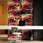Brewster Home Fashions Millicent Multicolor Skull Wallpaper - SKU AH925107