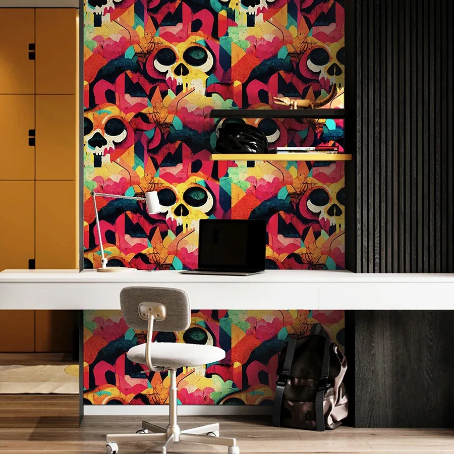 Brewster Home Fashions Millicent Multicolor Skull Wallpaper - SKU AH925107