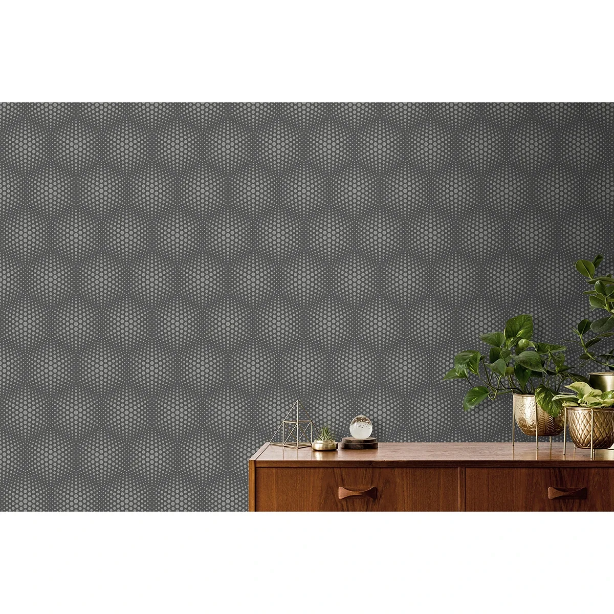 Brewster Home Fashions Milo Dark Grey Bubble Geometric Wallpaper | Wallpaper Twins Brewster Home Fashions Milo Dark Grey Bubble Geometric Wallpaper - SKU 4020-50609