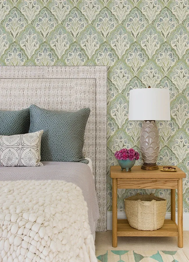 Brewster Home Fashions Mimir Aquamarine Quilted Damask Wallpaper - SKU 3125-72341