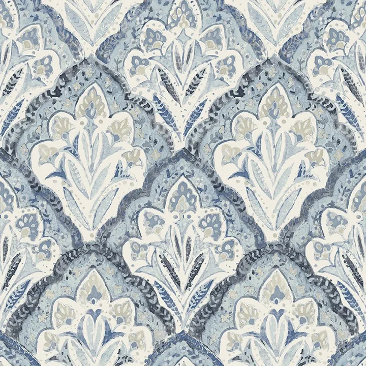 3125-72337 | Mimir Blue Quilted Damask Wallpaper
