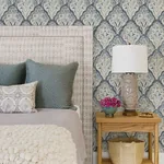 Brewster Home Fashions Mimir Blue Quilted Damask Wallpaper - SKU 3125-72337
