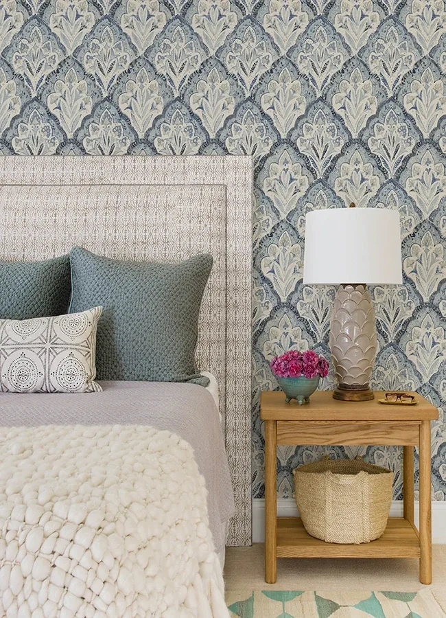 Brewster Home Fashions Mimir Blue Quilted Damask Wallpaper - SKU 3125-72337