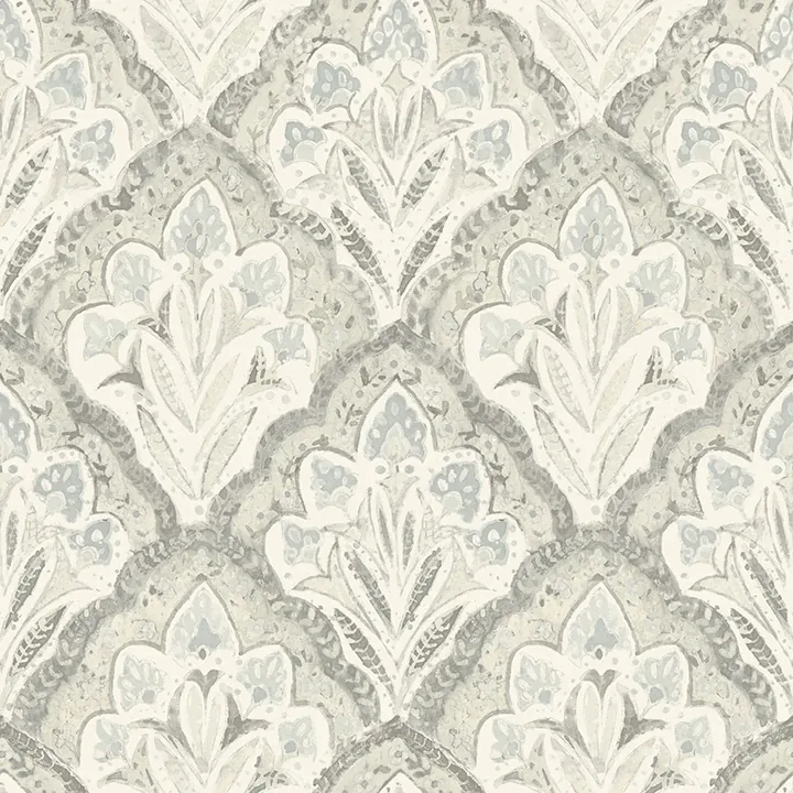 3125-72340 | Mimir Grey Quilted Damask Wallpaper