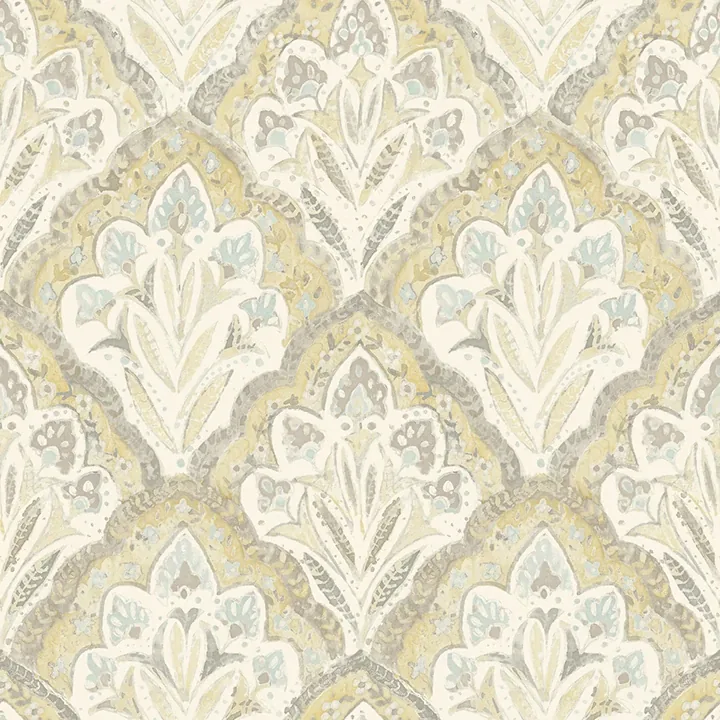 Brewster Home Fashions Mimir Mustard Quilted Damask Wallpaper - SKU 3125-72338