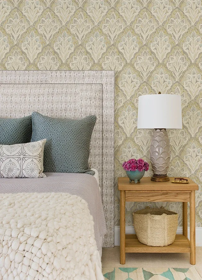 Brewster Home Fashions Mimir Mustard Quilted Damask Wallpaper - SKU 3125-72338