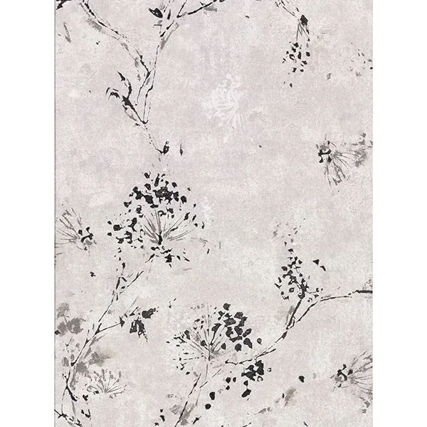 Brewster Home Fashions Misty Grey Distressed Dandelion Wallpaper - SKU 2904-00303