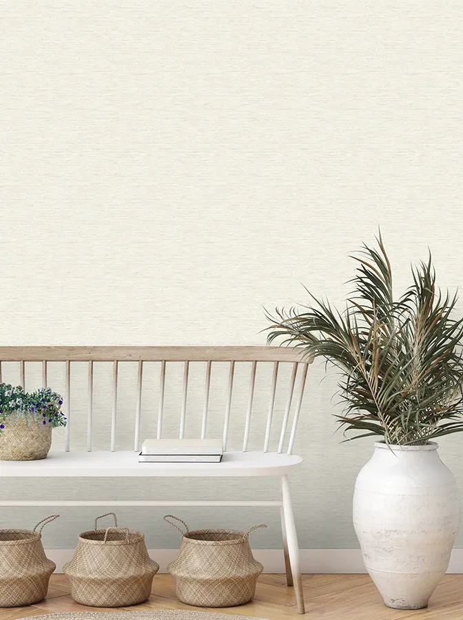 Brewster Home Fashions Miya Cream Faux Grasscloth Wallpaper - SKU FD43312