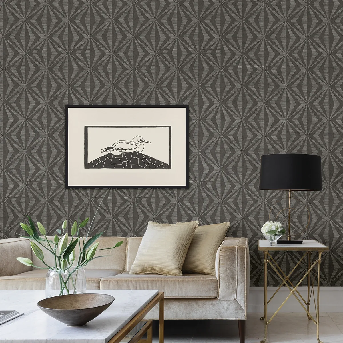 4025-82547 | Monge Charcoal Geometric Wallpaper