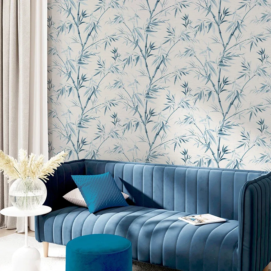 Brewster Home Fashions Moriko Blue Bamboo Wallpaper - SKU AH924107