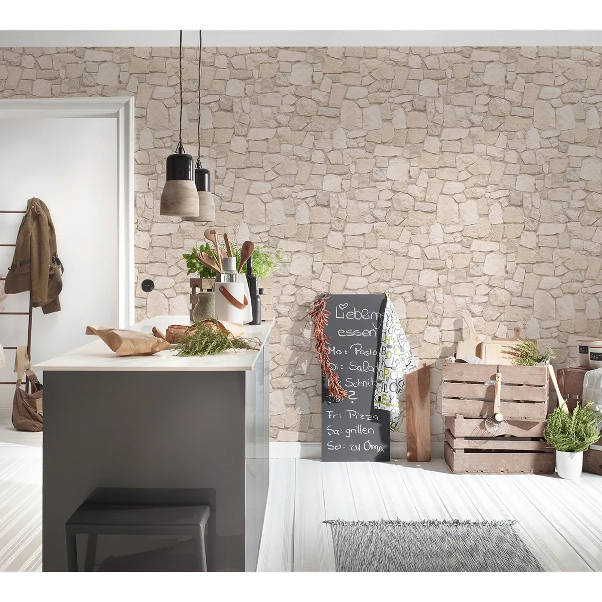 Brewster Home Fashions Morris Beige Natural Stone Wallpaper - SKU AS692429