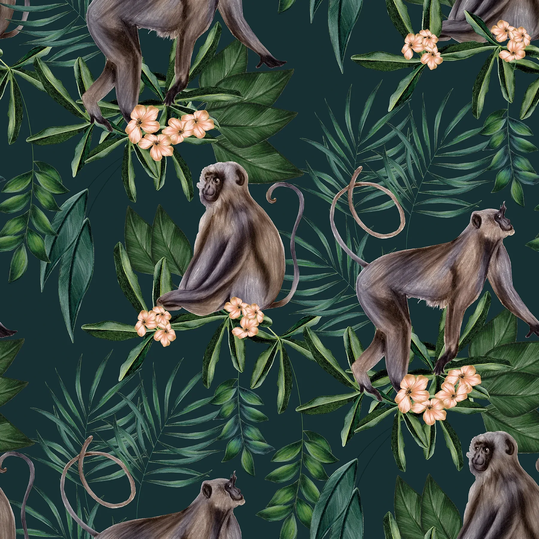 WLD53109W | Morris Dark Blue Tropical Jungle Wallpaper