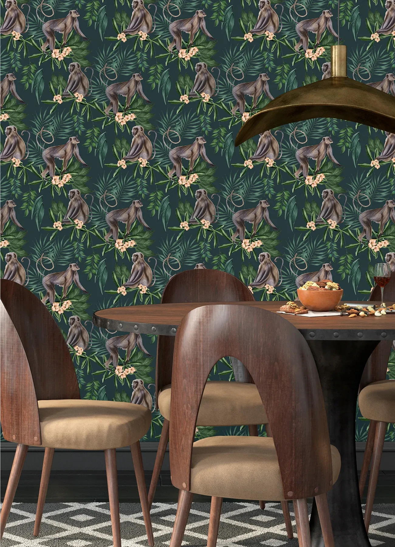 Brewster Home Fashions Morris Dark Blue Tropical Jungle Wallpaper - SKU WLD53109W