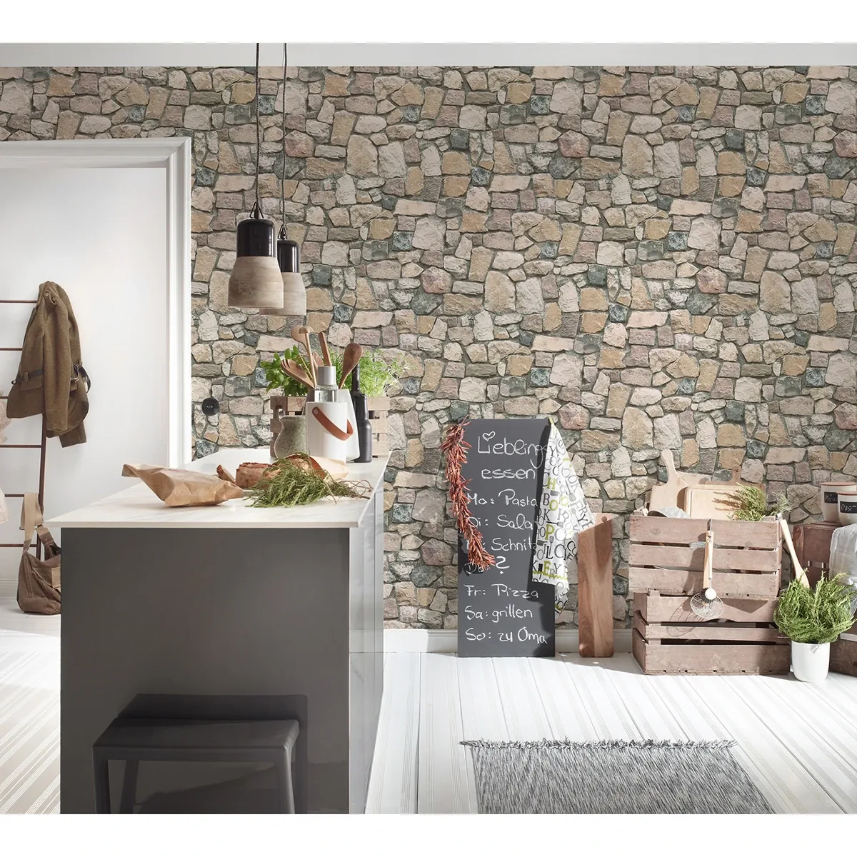 Brewster Home Fashions Morris Neutral Natural Stone Wallpaper - SKU AS692412