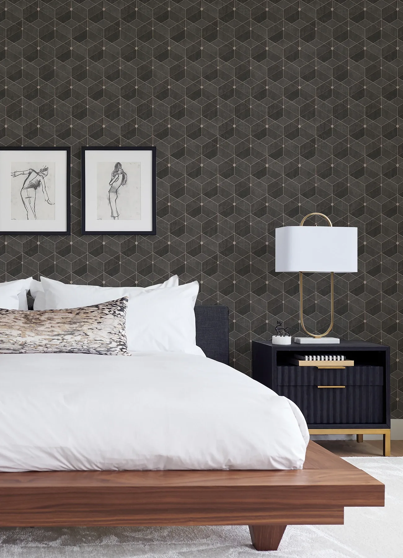 Brewster Home Fashions Muir Chocolate Geo Wallpaper - SKU 4082-382024