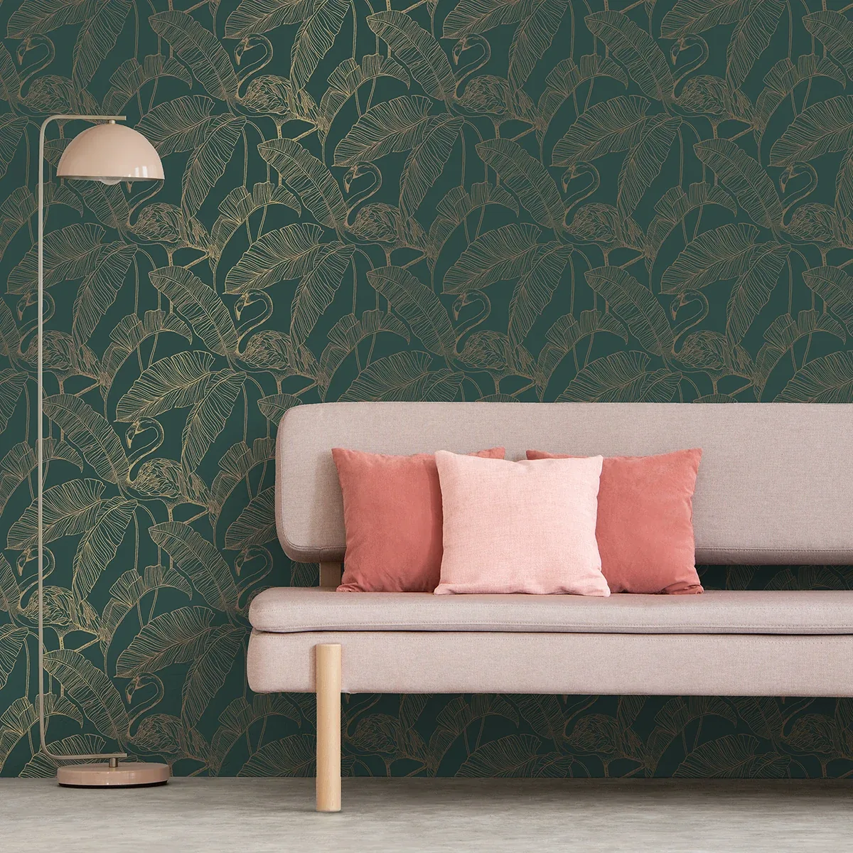 Brewster Home Fashions Mulholland Dark Green Flamingo Wallpaper - SKU FD42946