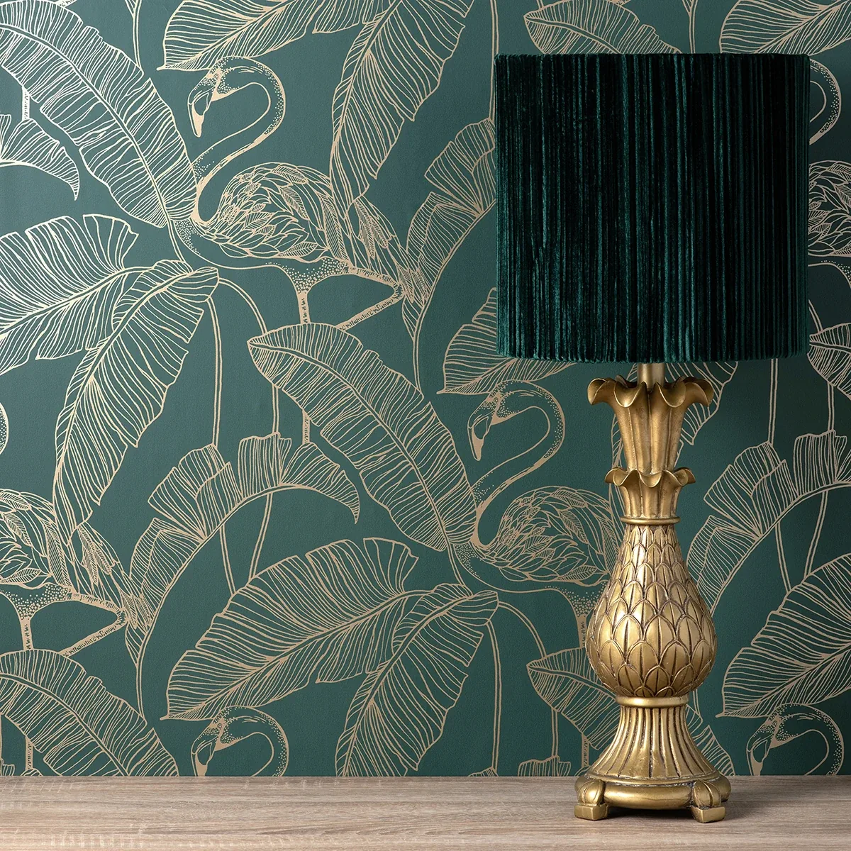 Brewster Home Fashions Mulholland Dark Green Flamingo Wallpaper - SKU FD42946