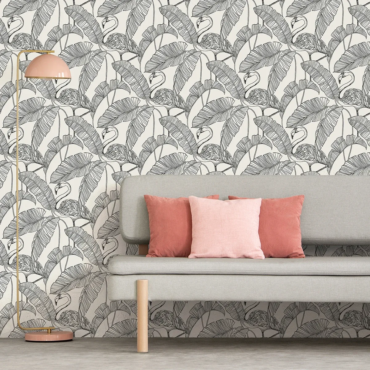 Brewster Home Fashions Mulholland White Flamingo Wallpaper - SKU FD42944