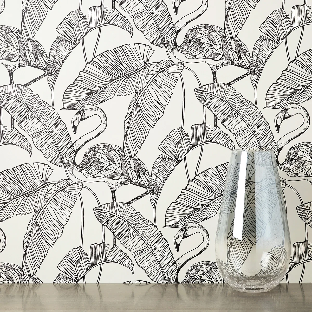 Brewster Home Fashions Mulholland White Flamingo Wallpaper - SKU FD42944