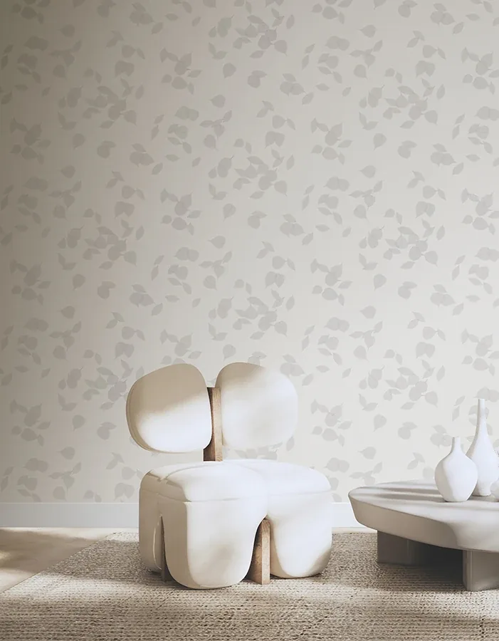 Brewster Home Fashions Myles Light Grey Leaves Wallpaper - SKU 4174-4648