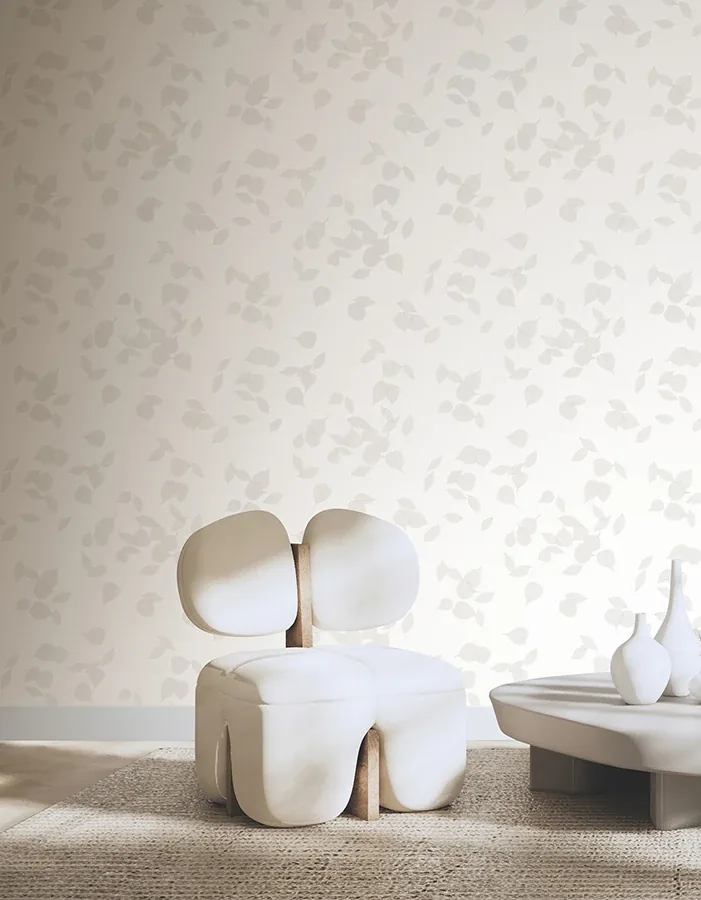 Brewster Home Fashions Myles White Leaves Wallpaper - SKU 4174-4647