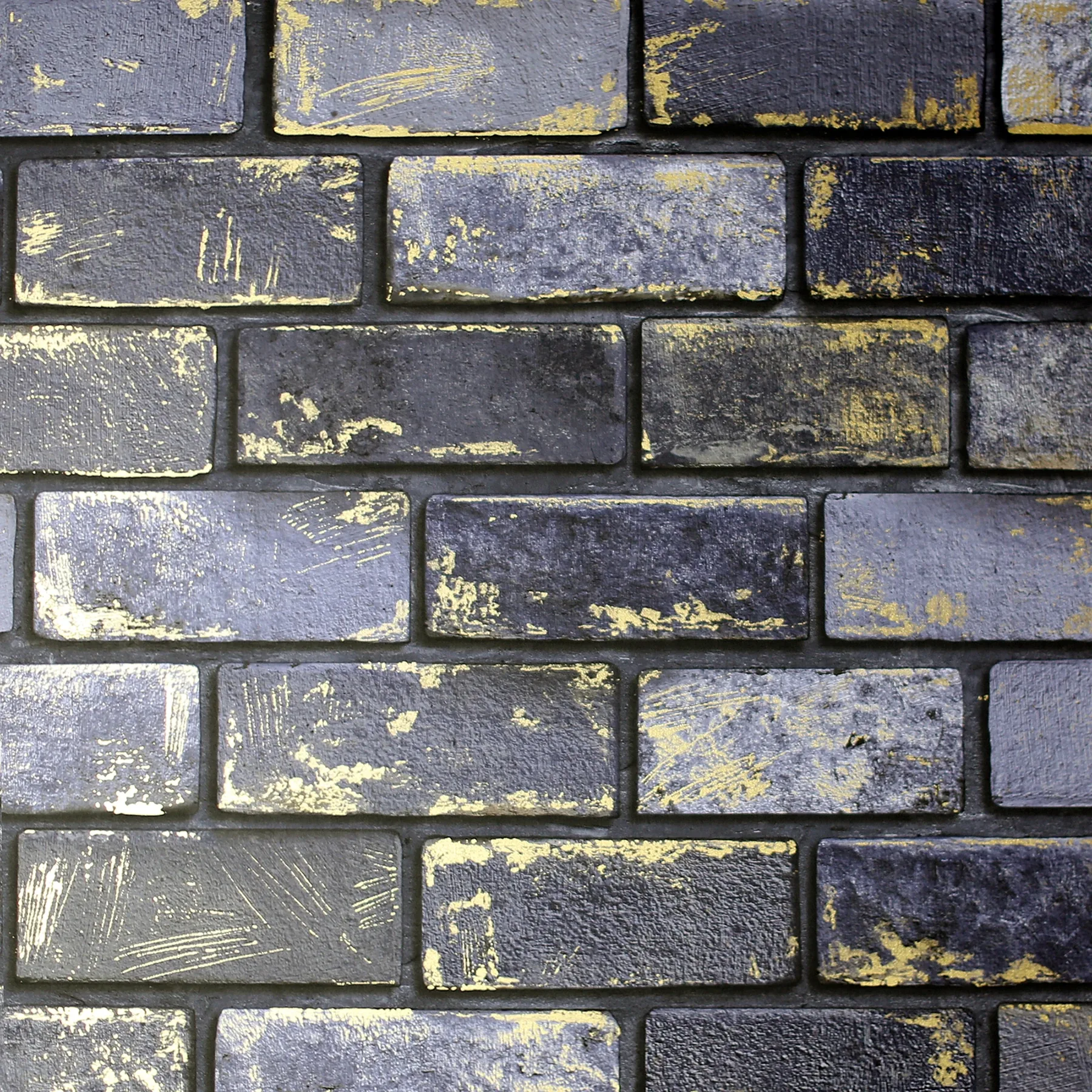 AH692200 | Myron Charcoal Metallic Brick Wallpaper