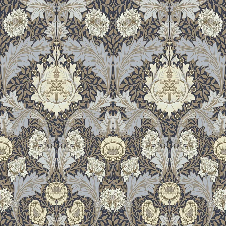 4171-82061 | Myrtle Blue Floral Ogee Wallpaper