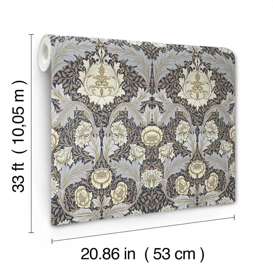 Brewster Home Fashions Myrtle Blue Floral Ogee Wallpaper - SKU 4171-82061