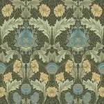 Brewster Home Fashions Myrtle Dark Green Floral Ogee Wallpaper - SKU 4171-82060