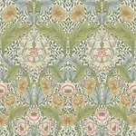 Brewster Home Fashions Myrtle Green Floral Ogee Wallpaper - SKU 4171-82058