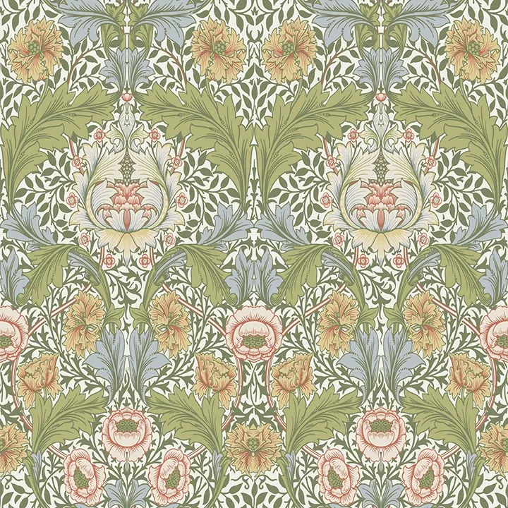 4171-82058 | Myrtle Green Floral Ogee Wallpaper