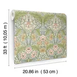 Brewster Home Fashions Myrtle Green Floral Ogee Wallpaper - SKU 4171-82058