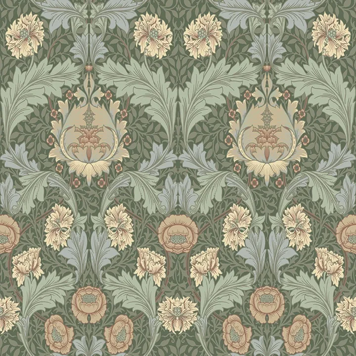 4171-82059 | Myrtle Sea Green Floral Ogee Wallpaper