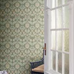 Brewster Home Fashions Myrtle Sea Green Floral Ogee Wallpaper - SKU 4171-82059