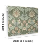Brewster Home Fashions Myrtle Sea Green Floral Ogee Wallpaper - SKU 4171-82059
