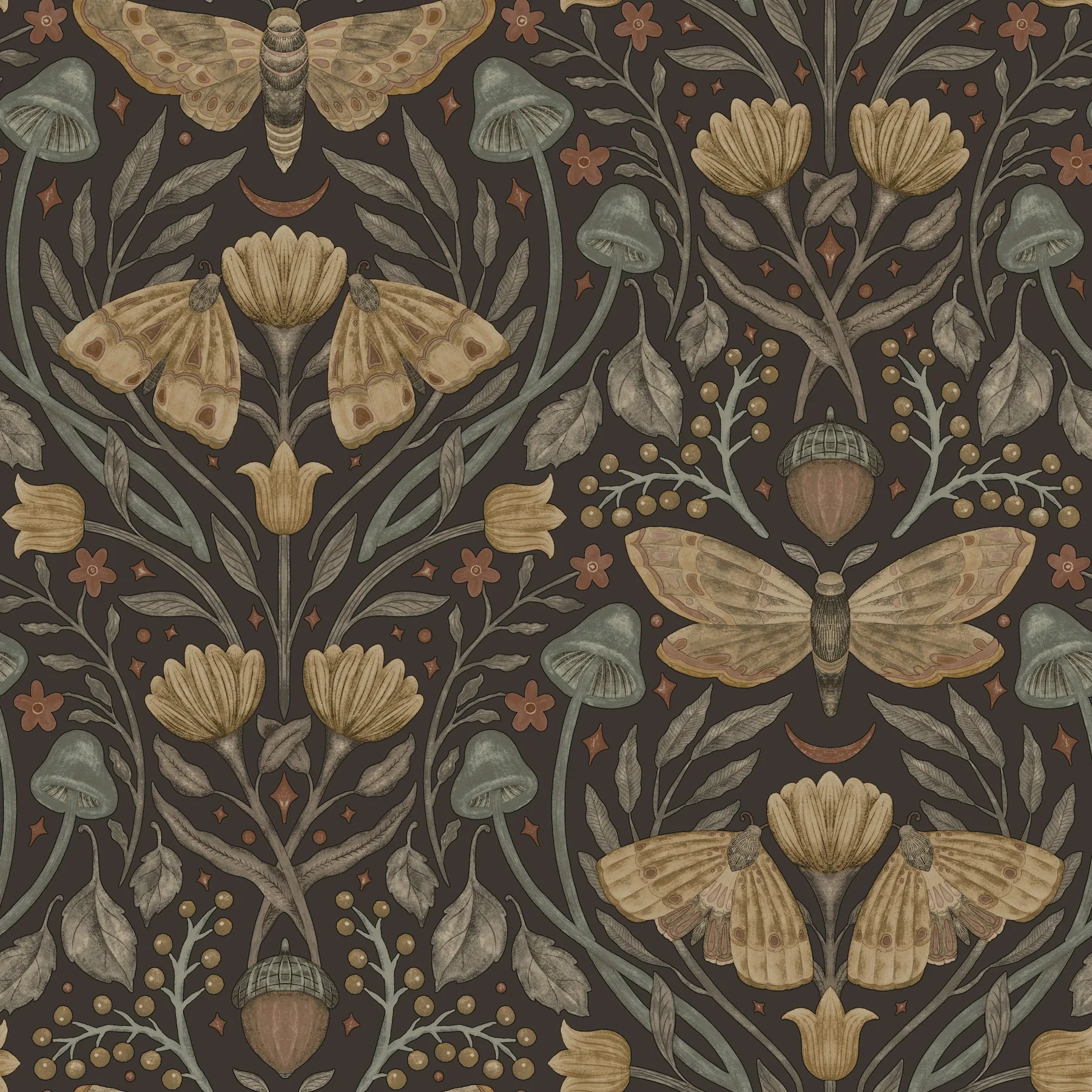 4169-83116 | Mystic Moth Black Forest Magic Wallpaper