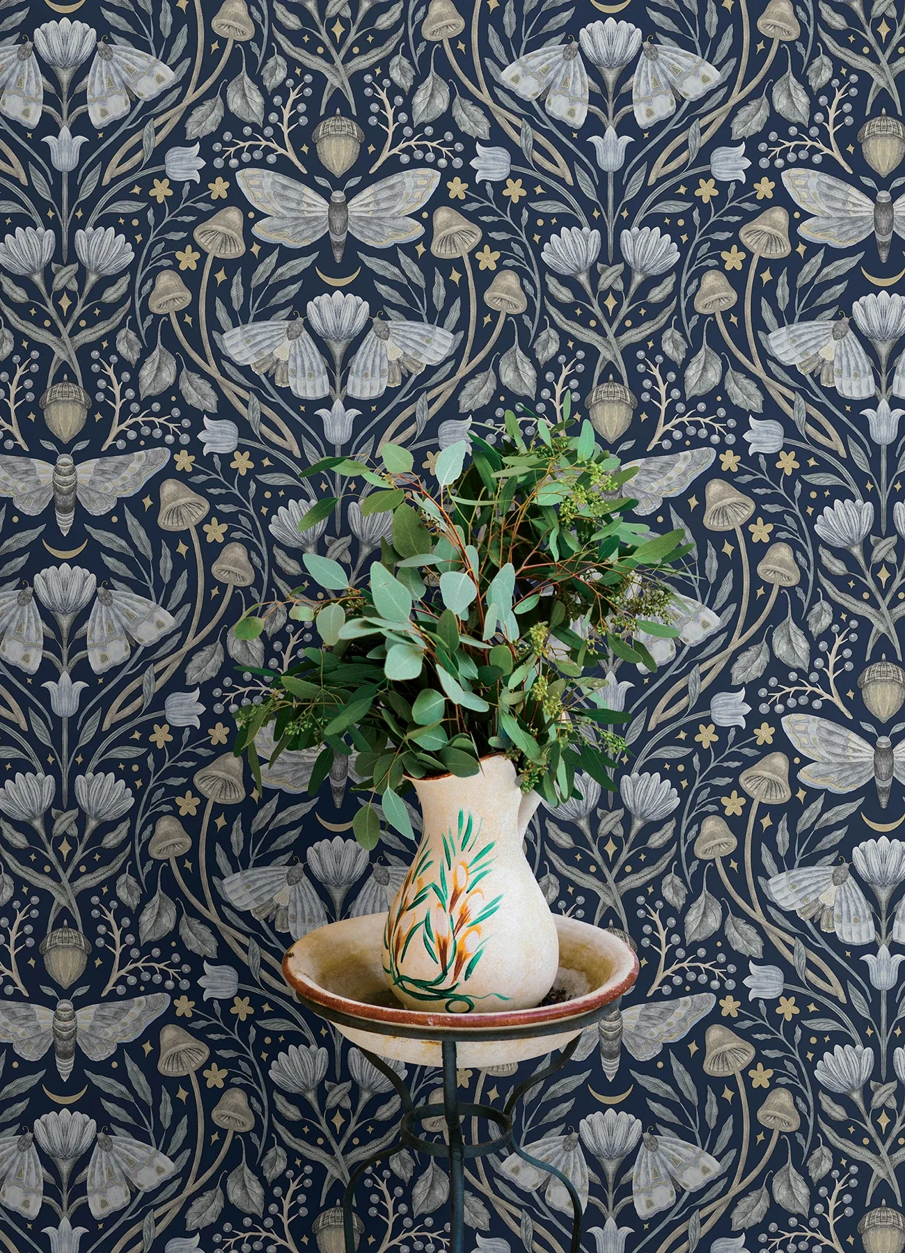 Brewster Home Fashions Mystic Moth Navy Forest Magic Wallpaper - SKU 4169-83118