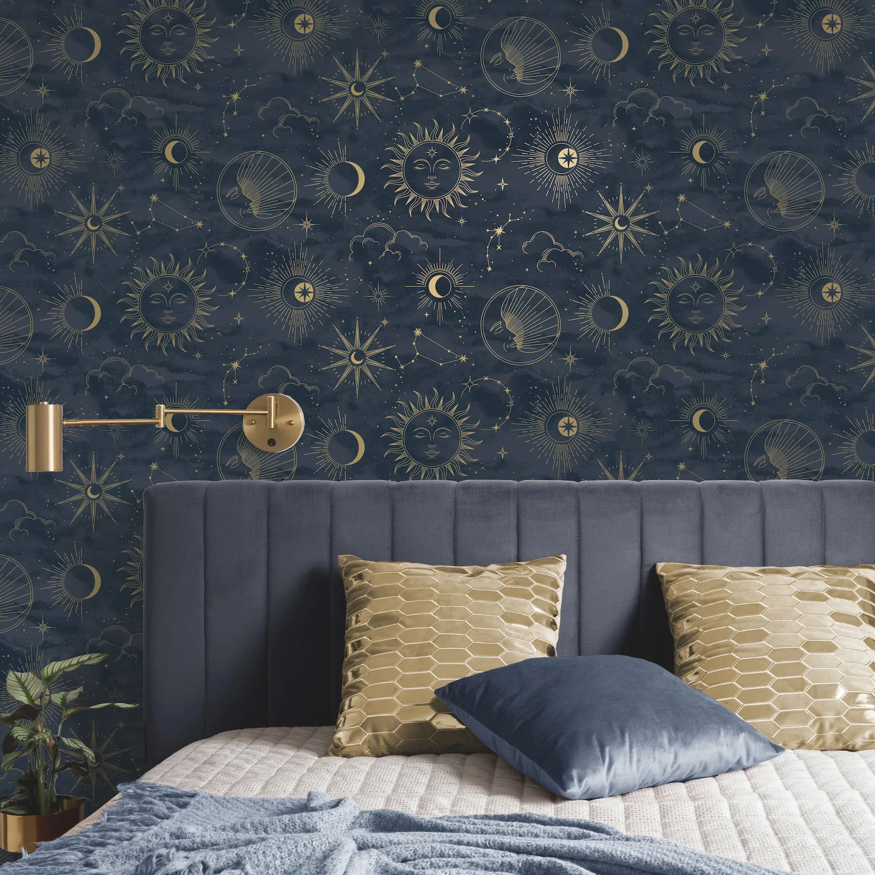 Brewster Home Fashions Mystic Navy Celestial Wallpaper - SKU 4203-27587